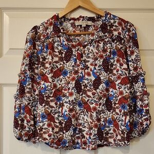 LOFT Women's Floral Blouse - Red, Blue, Brown
